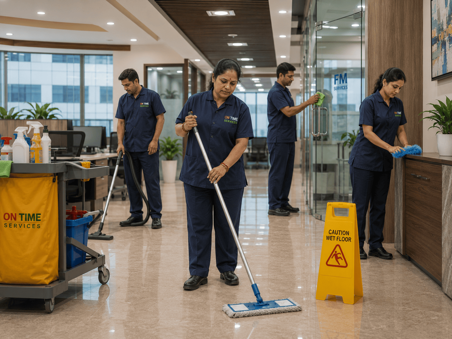 Manpower and housekeeping staff at work